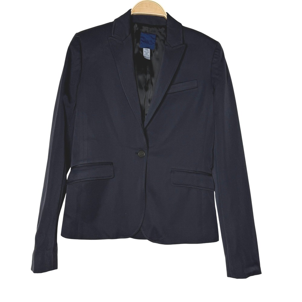 J Crew Wool Single Button Blazer Jacket Womens Size 6T Black Notch Collar